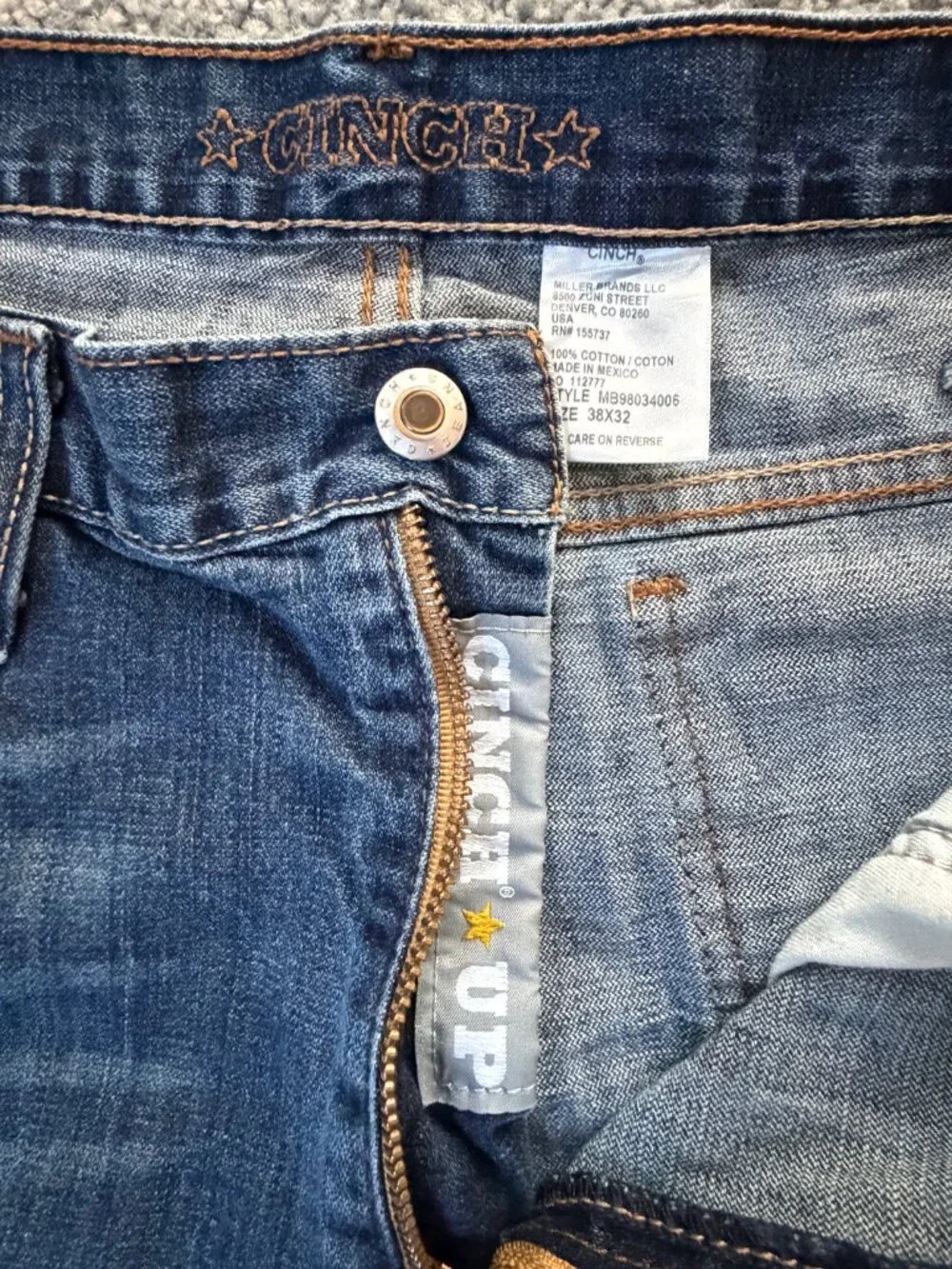 Cinch Silver Label Straight Leg Jeans 38x32 Dark Stone Wash Cotton- VERY Good UC